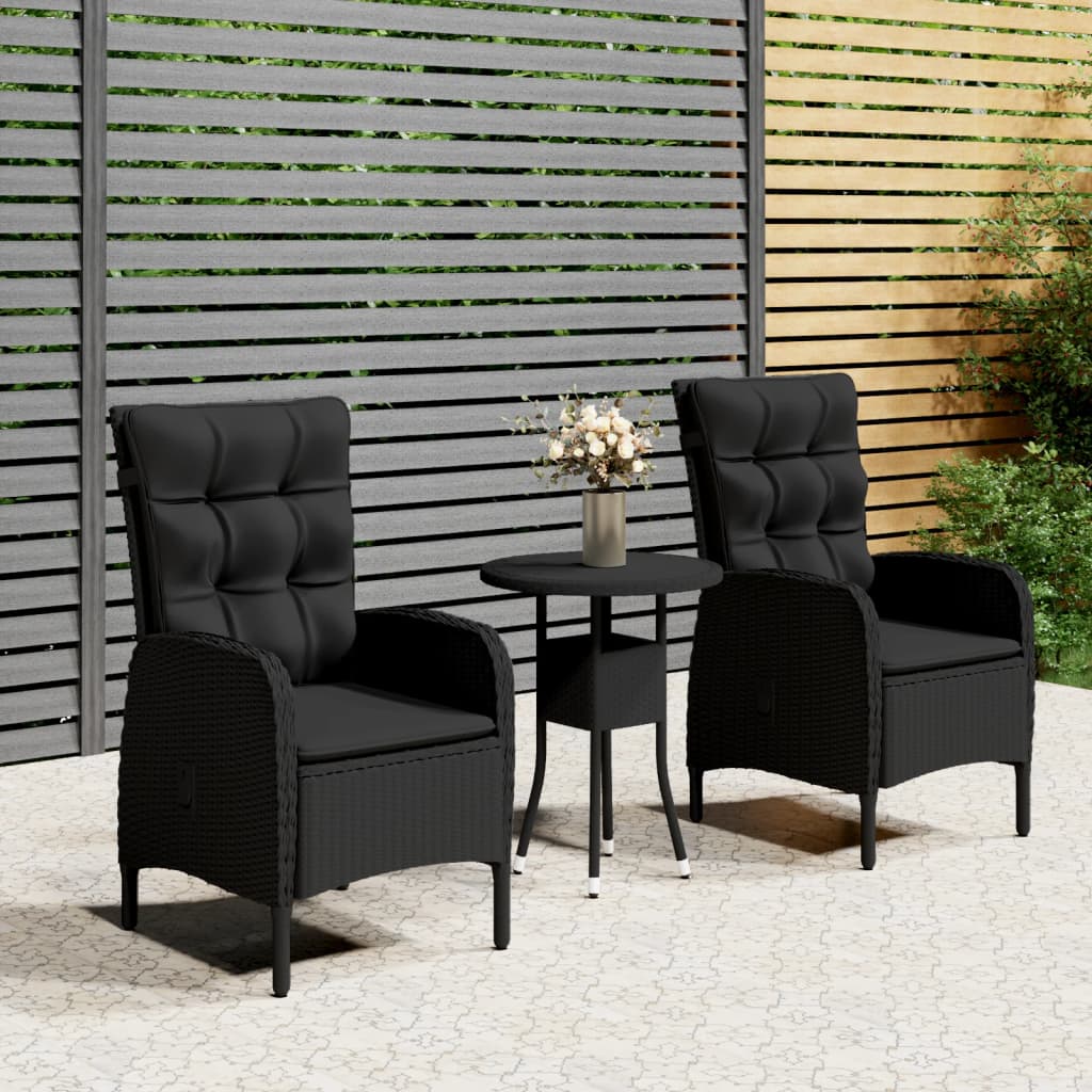 vidaXL Bistro Set 3 Piece Patio Furniture Set with Coffee Table for Backyard-0