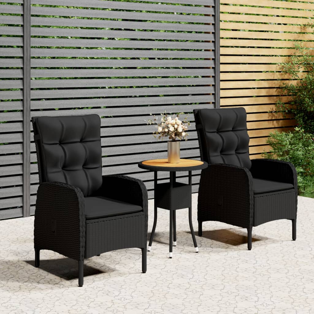 vidaXL Bistro Set 3 Piece Patio Furniture Set with Coffee Table for Backyard-5