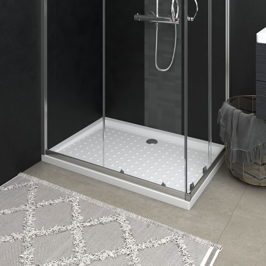 vidaXL Shower Base Tray with Dots Skid Resistant Shower Receptor White ABS-5