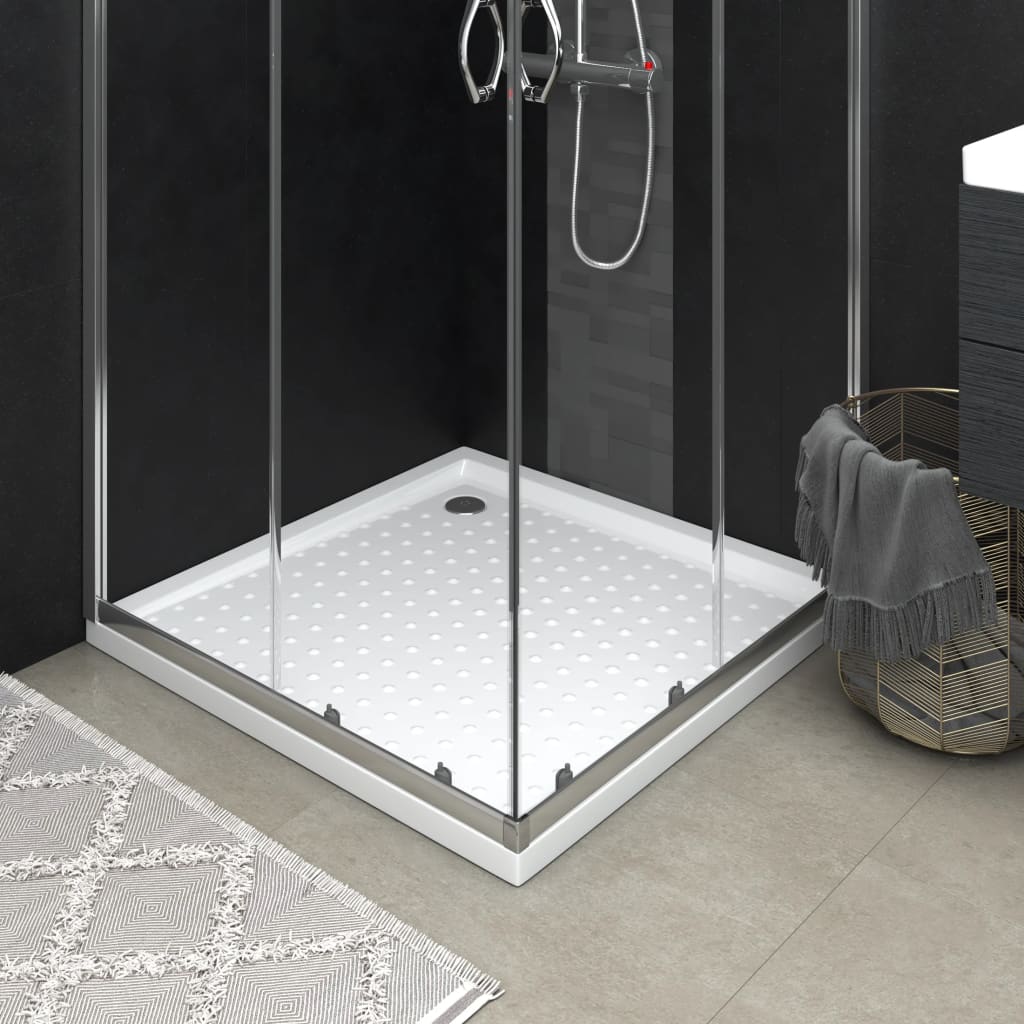 vidaXL Shower Base Tray with Dots Skid Resistant Shower Receptor White ABS-8