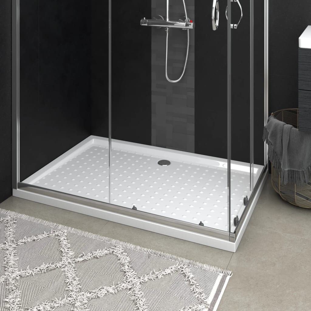 vidaXL Shower Base Tray with Dots Skid Resistant Shower Receptor White ABS-9
