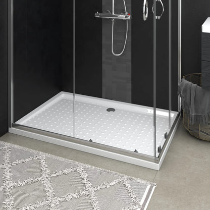 vidaXL Shower Base Tray with Dots Skid Resistant Shower Receptor White ABS-9