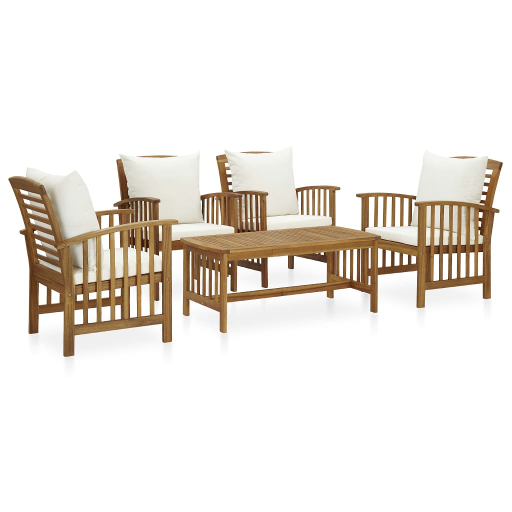vidaXL 5 Piece Patio Lounge Set Solid Acacia Wood-5