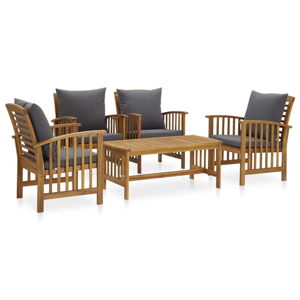 vidaXL 5 Piece Patio Lounge Set Solid Acacia Wood-6