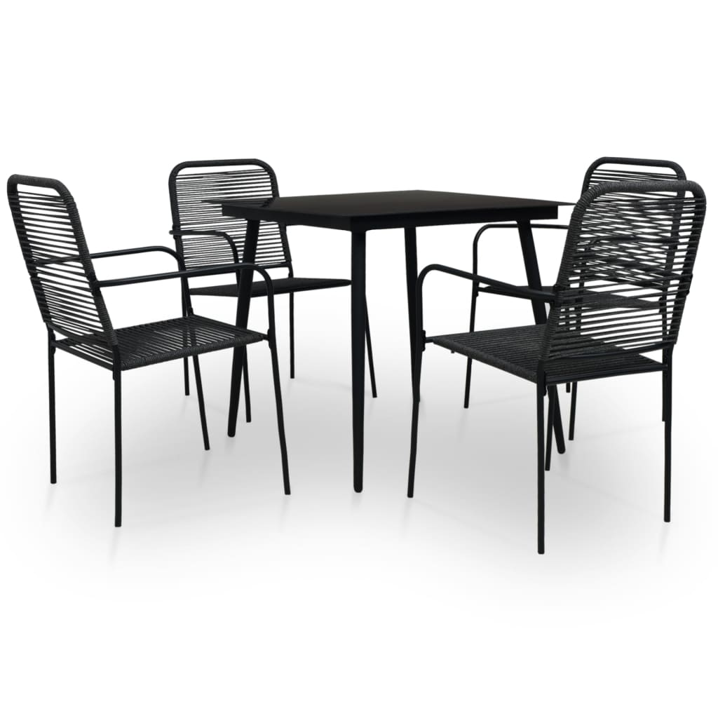 vidaXL Patio Dining Set Dining Table and Chairs Cotton Rope and Steel Black-1