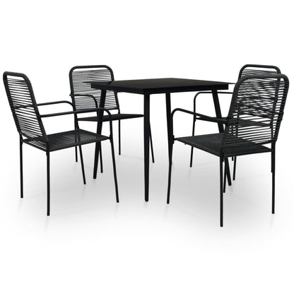 vidaXL Patio Dining Set Dining Table and Chairs Cotton Rope and Steel Black-1