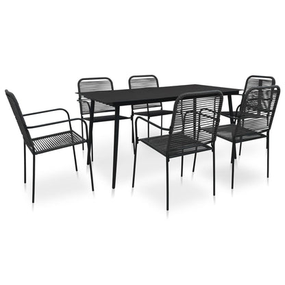 vidaXL Garden Dining Set 5/7 Piece Cotton Rope and Steel Black Outdoor Patio-0