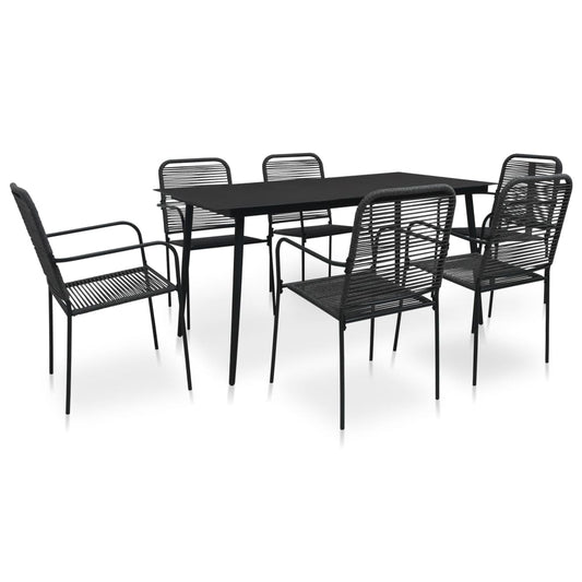 vidaXL Garden Dining Set 5/7 Piece Cotton Rope and Steel Black Outdoor Patio-0