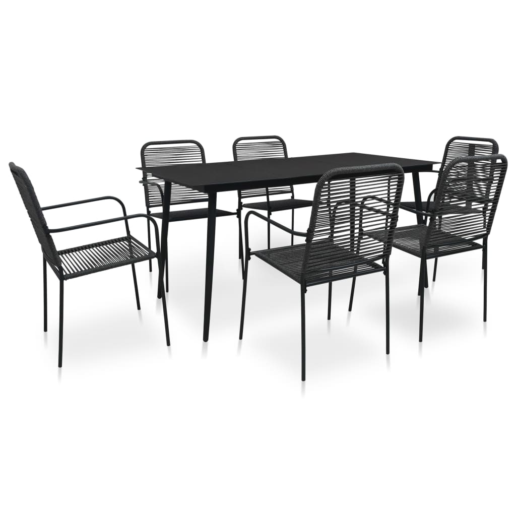 vidaXL Garden Dining Set 5/7 Piece Cotton Rope and Steel Black Outdoor Patio-0