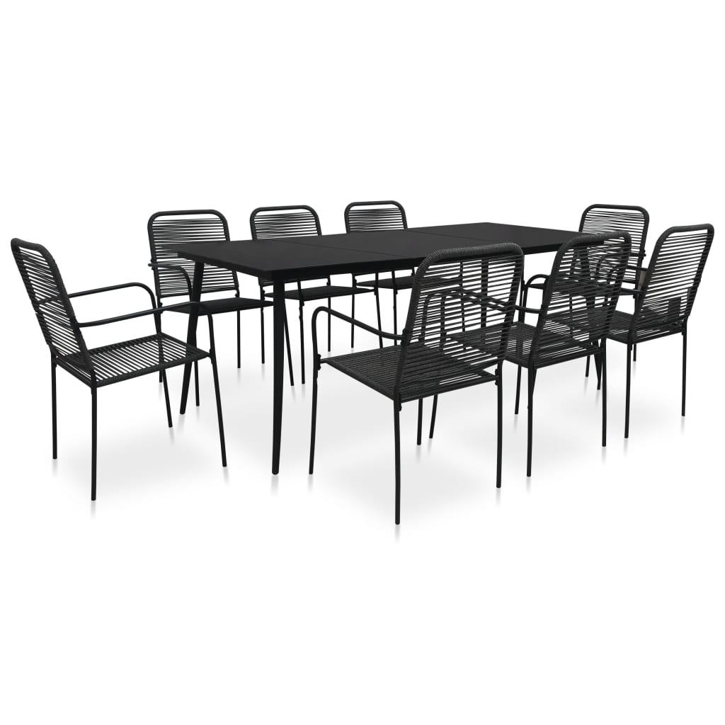vidaXL Garden Dining Set 7/9 Piece Cotton Rope and Steel Black Outdoor Patio-3