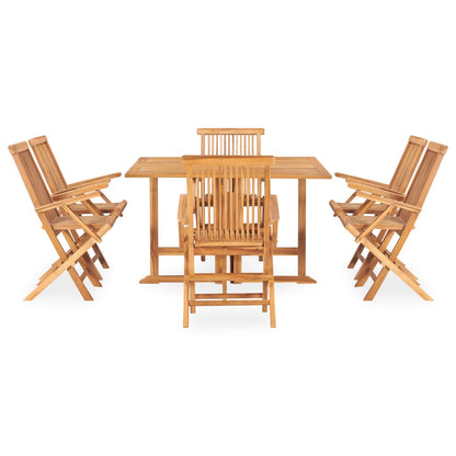 vidaXL 7 Piece Folding Patio Dining Set Solid Teak Wood-0