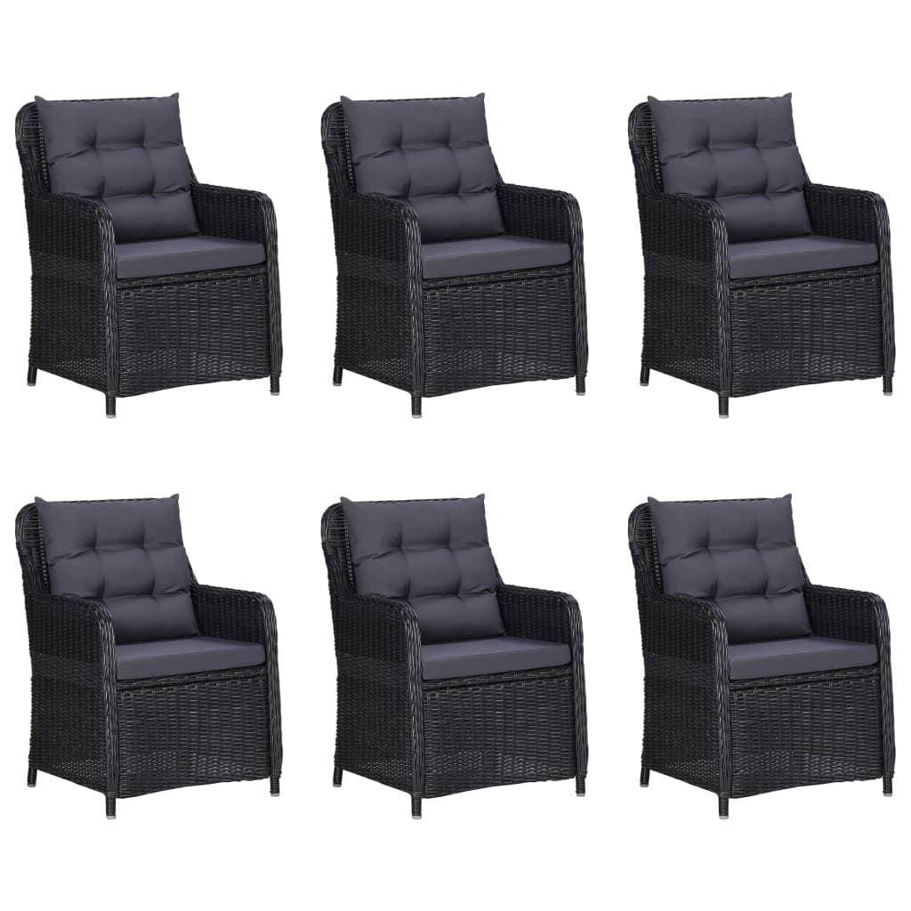 vidaXL 7 Piece Patio Dining Set Poly Rattan Black-0