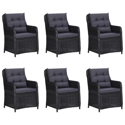 vidaXL 7 Piece Patio Dining Set Poly Rattan Black-0