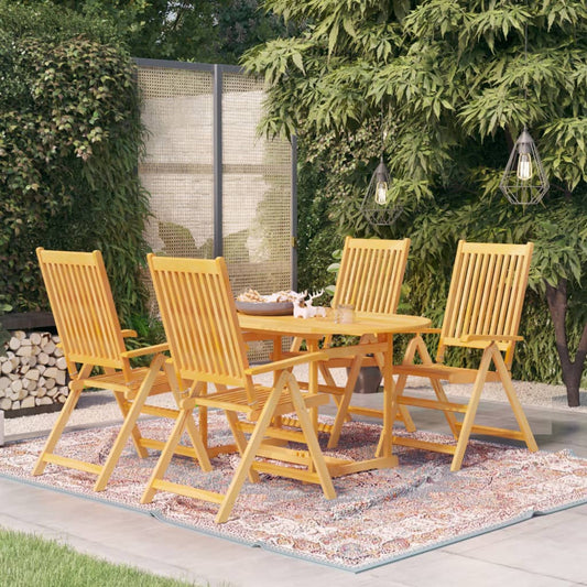 vidaXL 5 Piece Patio Dining Set Solid Teak Wood-0