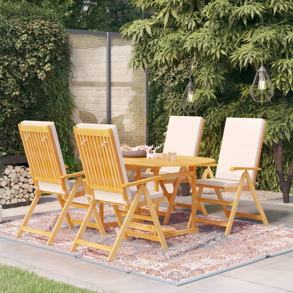vidaXL 5 Piece Patio Dining Set with Cushions Solid Teak Wood-0