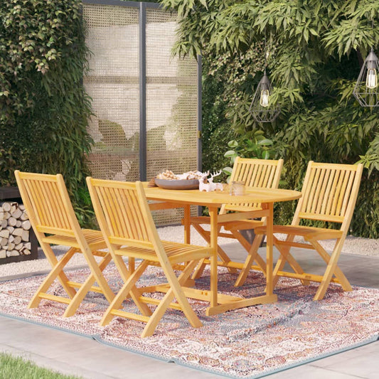 vidaXL 5 Piece Patio Dining Set Solid Teak Wood-0