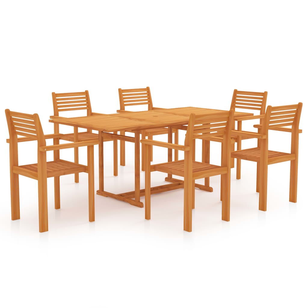 vidaXL Solid Wood Teak Patio Dining Set Dinner Dinette Furniture 7/9 Piece-4