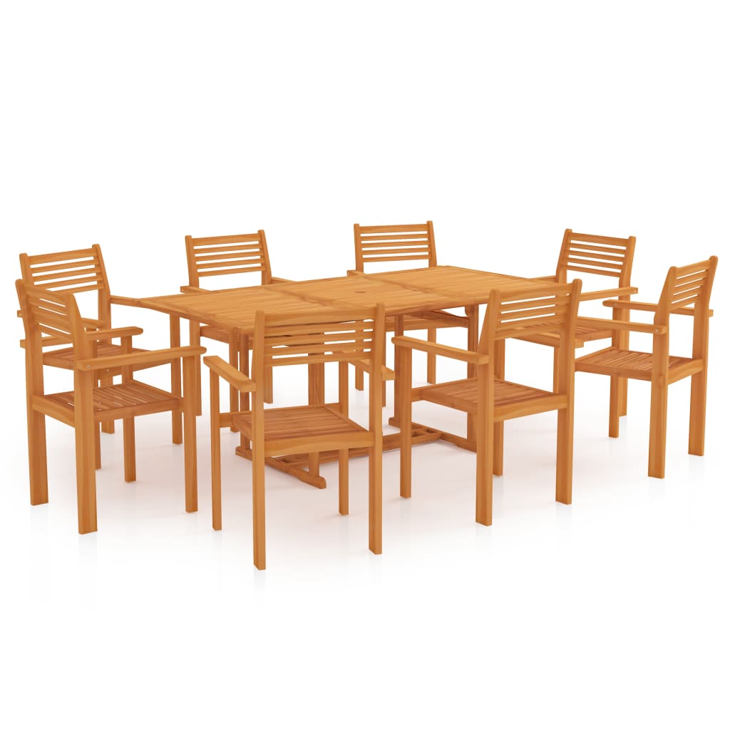 vidaXL Solid Wood Teak Patio Dining Set Dinner Dinette Furniture 7/9 Piece-3
