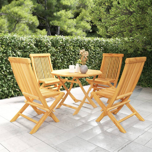 vidaXL 5 Piece Patio Dining Set Solid Teak Wood-0