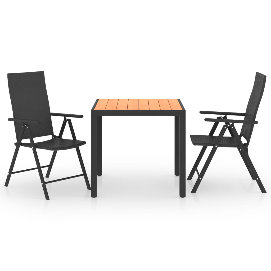 vidaXL 3 Piece Patio Dining Set Black and Brown-0