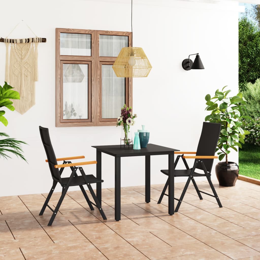 vidaXL Patio Dining Set Outdoor Dining Table and Chair Set Black and Brown-5