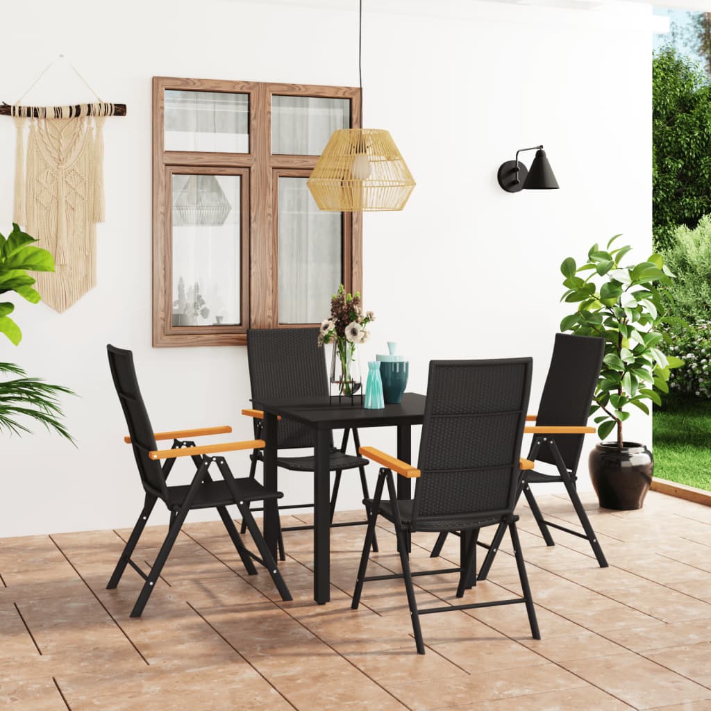 vidaXL Patio Dining Set Outdoor Dining Table and Chair Set Black and Brown-6