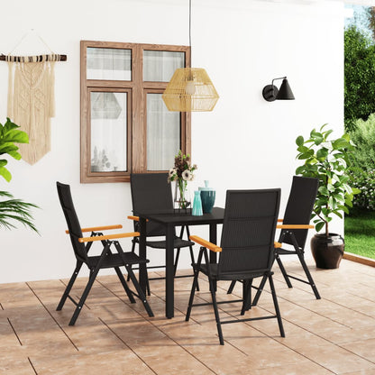 vidaXL Patio Dining Set Outdoor Dining Table and Chair Set Black and Brown-6