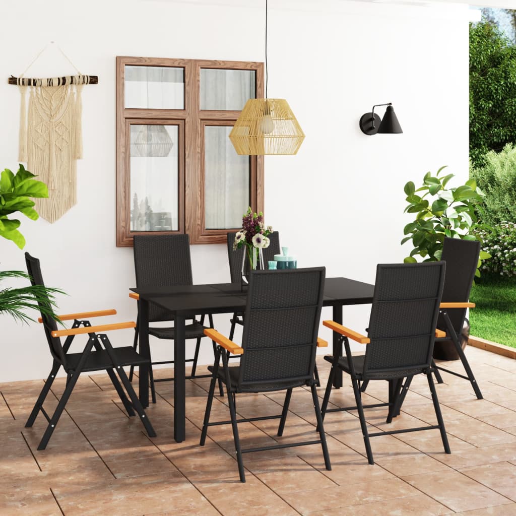 vidaXL Patio Dining Set Outdoor Dining Table and Chair Set Black and Brown-7