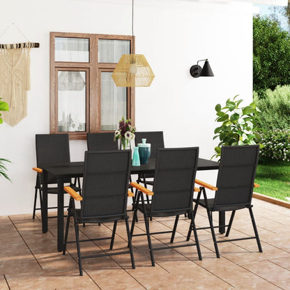 vidaXL Patio Dining Set Outdoor Dining Table and Chair Set Black and Brown-9