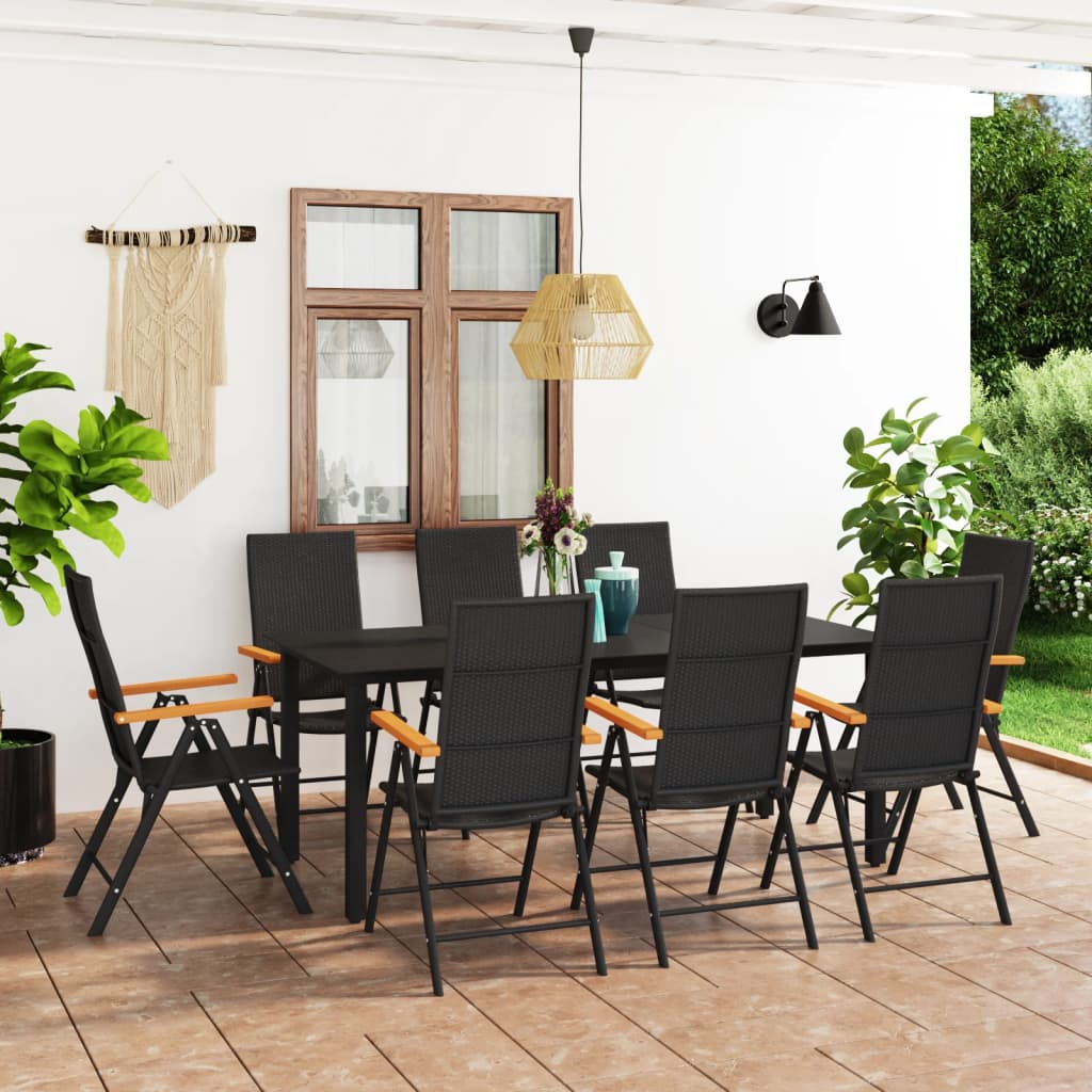 vidaXL Patio Dining Set Outdoor Dining Table and Chair Set Black and Brown-8