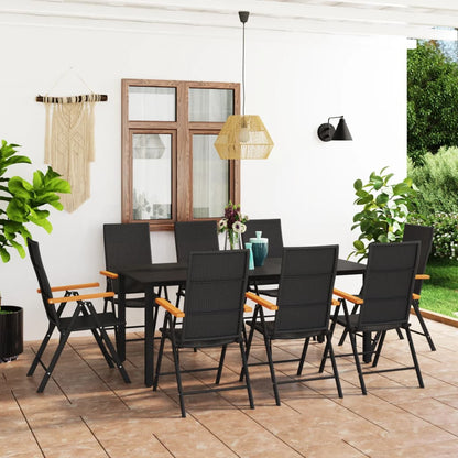 vidaXL Patio Dining Set Outdoor Dining Table and Chair Set Black and Brown-8