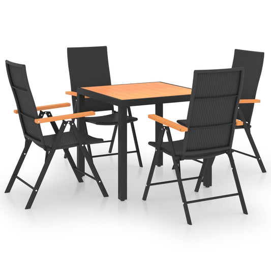vidaXL 5 Piece Patio Dining Set Black and Brown-0