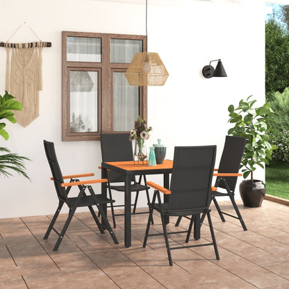 vidaXL 5 Piece Patio Dining Set Black and Brown-1