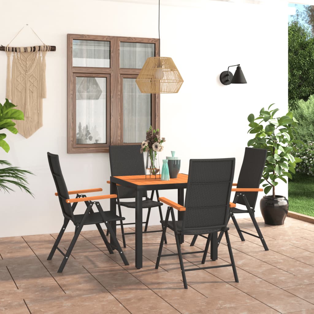 vidaXL 5 Piece Patio Dining Set Black and Brown-1