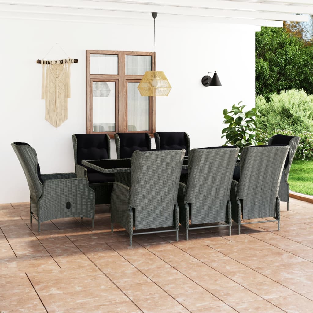 vidaXL Patio Dining Set Dining Table and Chairs Furniture Set Poly Rattan-11