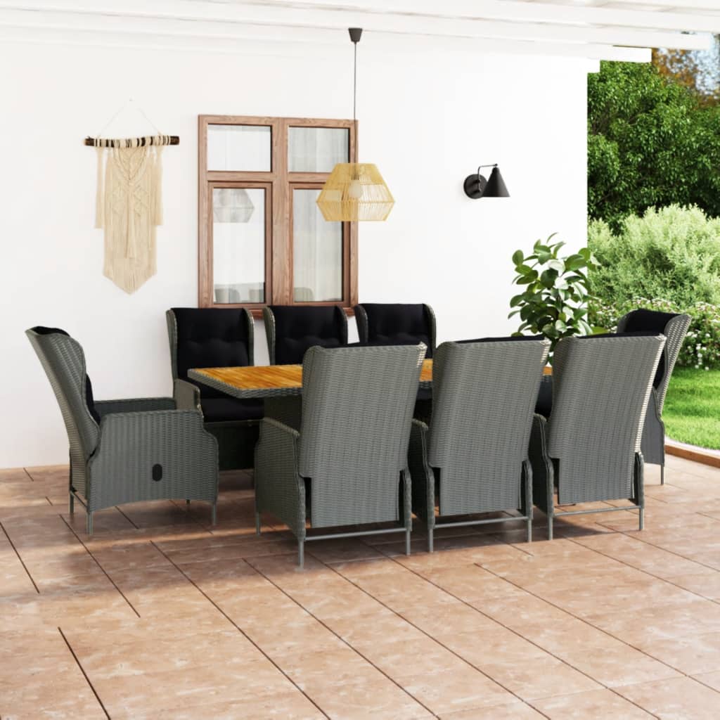 vidaXL Patio Dining Set Dining Table and Chairs Furniture Set Poly Rattan-12