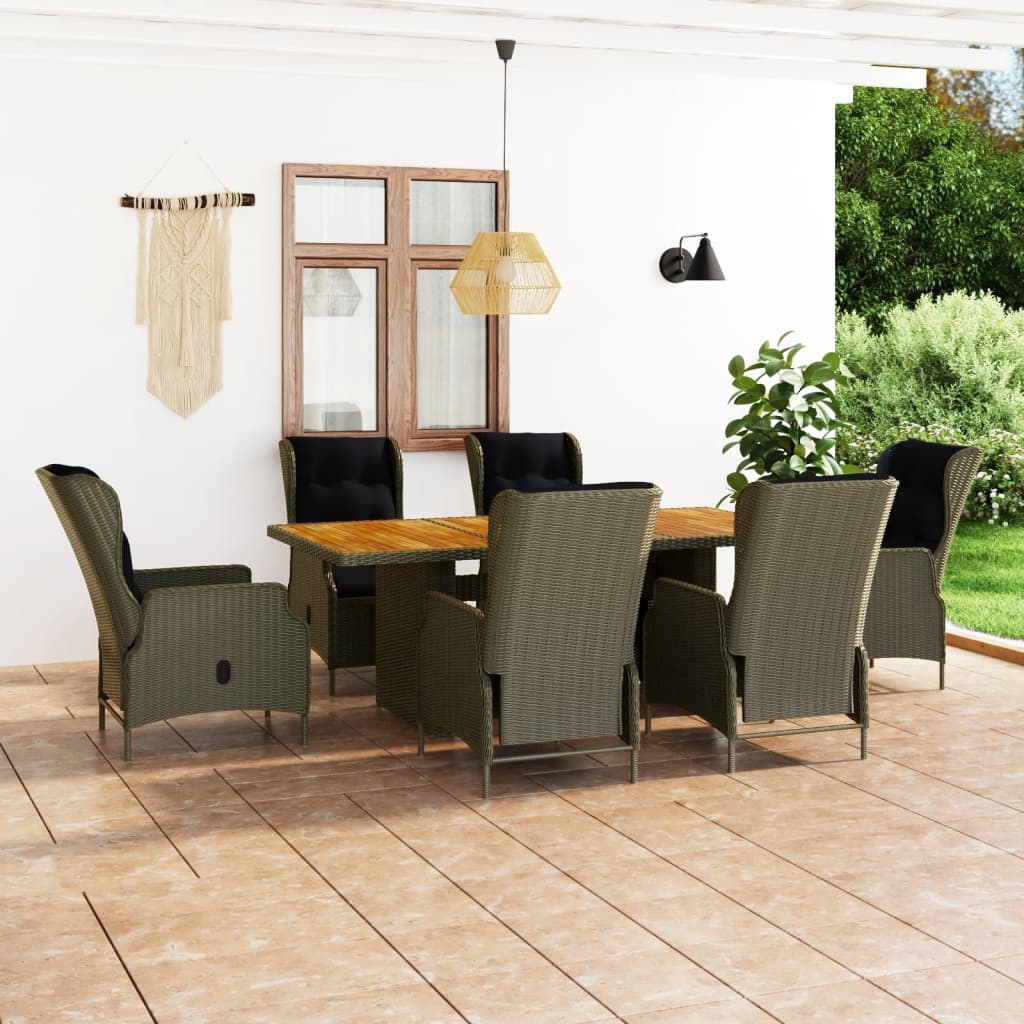vidaXL Patio Dining Set Dining Table and Chairs Furniture Set Poly Rattan-14