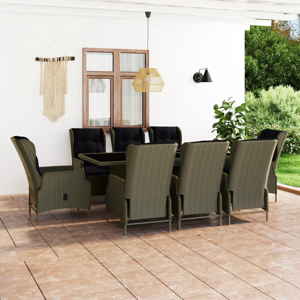 vidaXL Patio Dining Set Dining Table and Chairs Furniture Set Poly Rattan-15