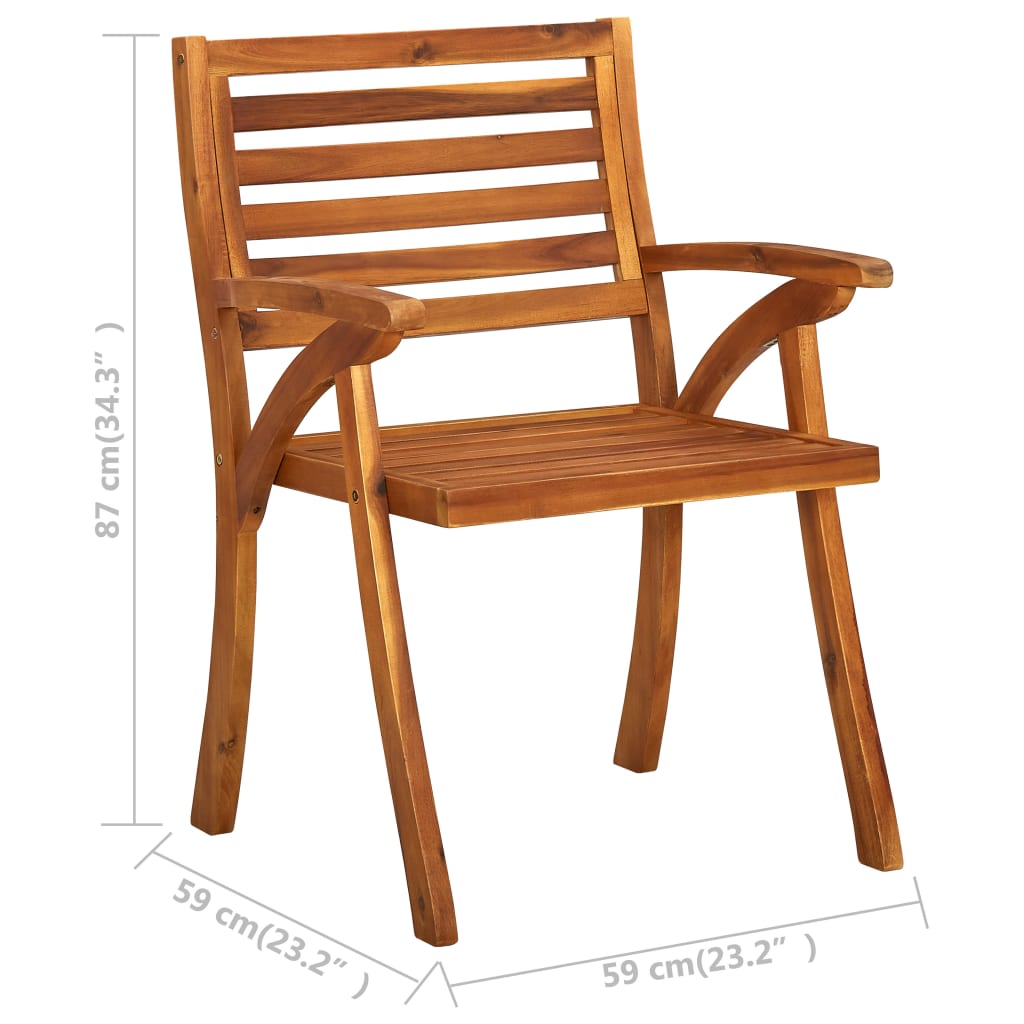 vidaXL Patio Dining Chairs Outdoor Chair for Deck Garden Solid Wood Acacia-1