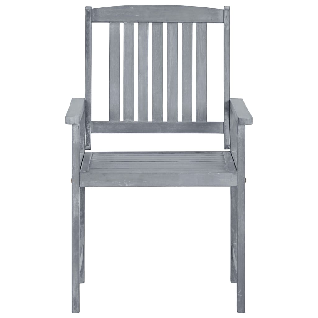 vidaXL Patio Chairs Outdoor Dining Chair with Cushions Gray Solid Wood Acacia-4