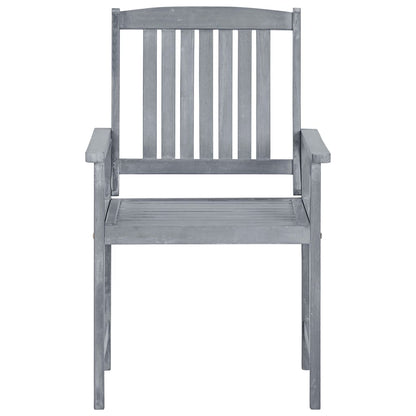 vidaXL Patio Chairs Outdoor Dining Chair with Cushions Gray Solid Wood Acacia-4