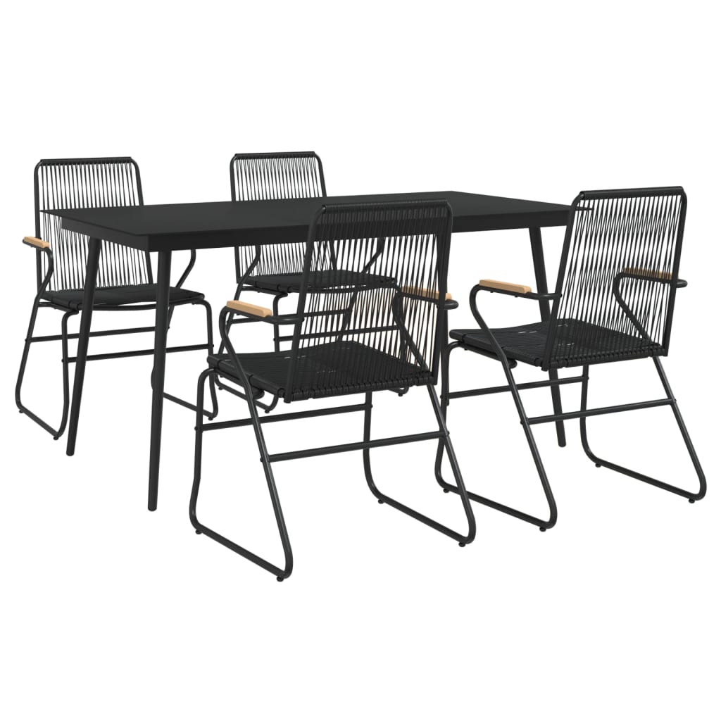 vidaXL 5 Piece Patio Dining Set Black PVC Rattan-1