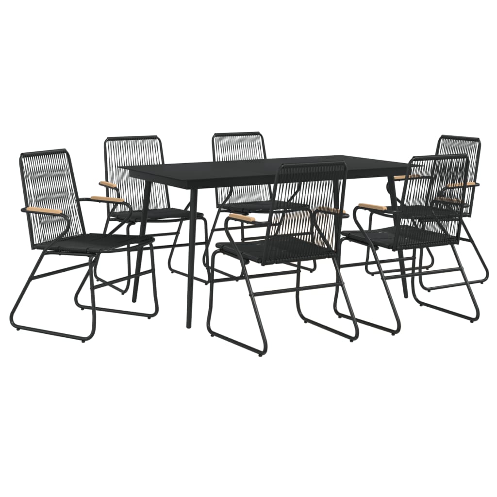 vidaXL 5 Piece Patio Dining Set Black PVC Rattan-3