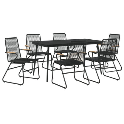 vidaXL 5 Piece Patio Dining Set Black PVC Rattan-3