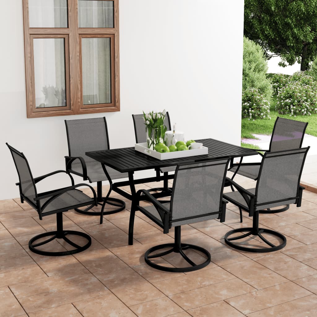 vidaXL Garden Dining Set 3/5 Pieces Textilene and Steel Outdoor Patio Dinner-7