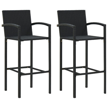 vidaXL 3 Piece Patio Bar Set with Armrest Poly Rattan Black-4