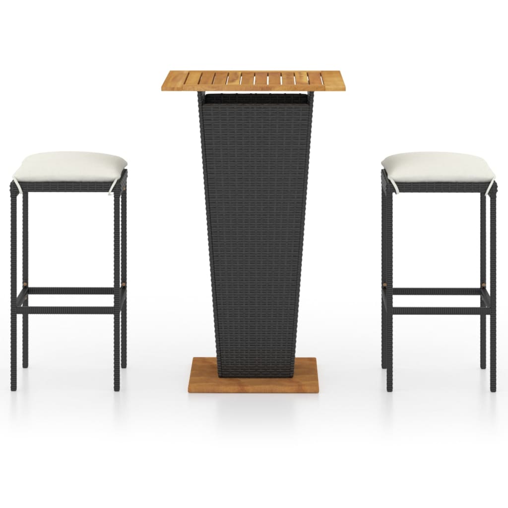 vidaXL Patio Bar Set Seating 3/5/9 Piece Black/Gray 23.6"/31.5" Table Length-3