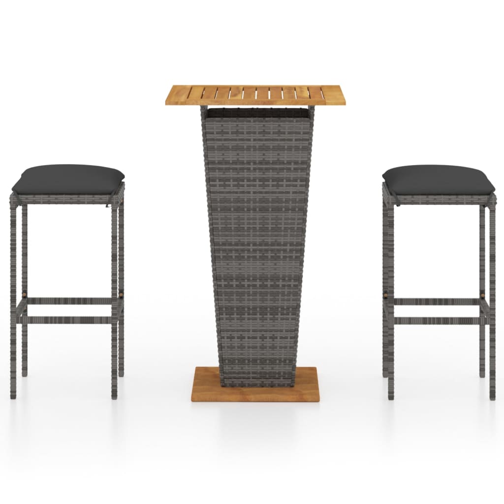vidaXL Patio Bar Set Seating 3/5/9 Piece Black/Gray 23.6"/31.5" Table Length-10