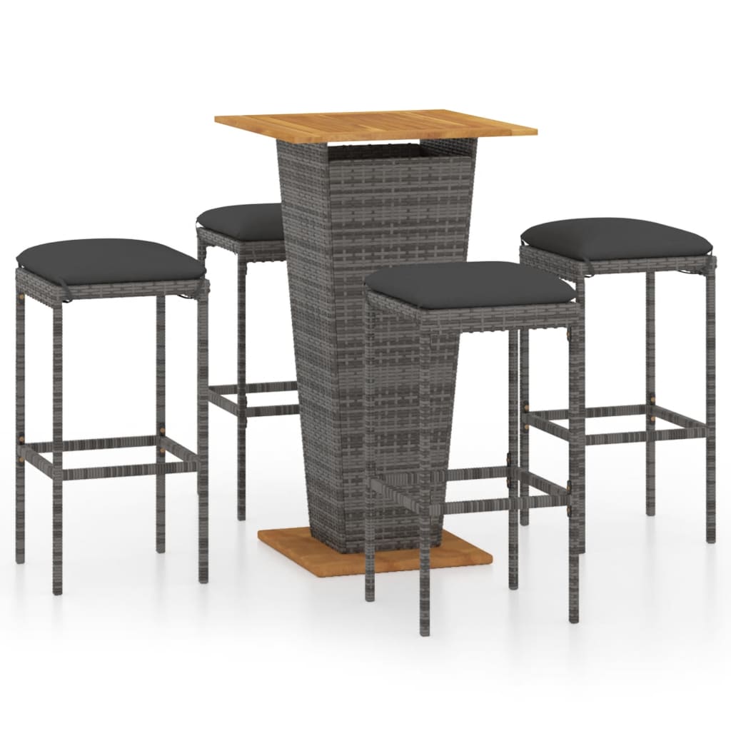 vidaXL Patio Bar Set Seating 3/5/9 Piece Black/Gray 23.6"/31.5" Table Length-8