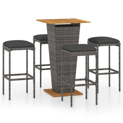 vidaXL Patio Bar Set Seating 3/5/9 Piece Black/Gray 23.6"/31.5" Table Length-8
